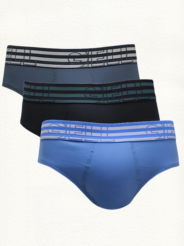 Kit 3 Cuecas Slip Algodão Com Elástico Listrado Gell - Gell Store