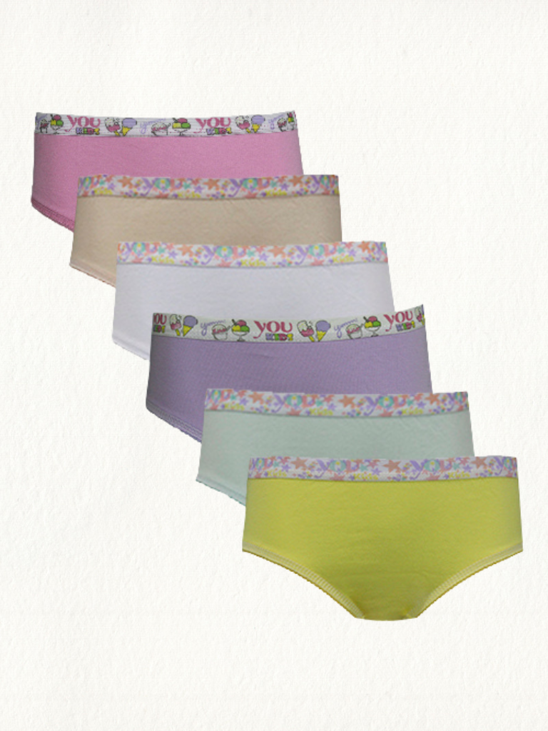 Kit 6 Calcinhas Kids Algodão Elástico Silkado - Gell Store