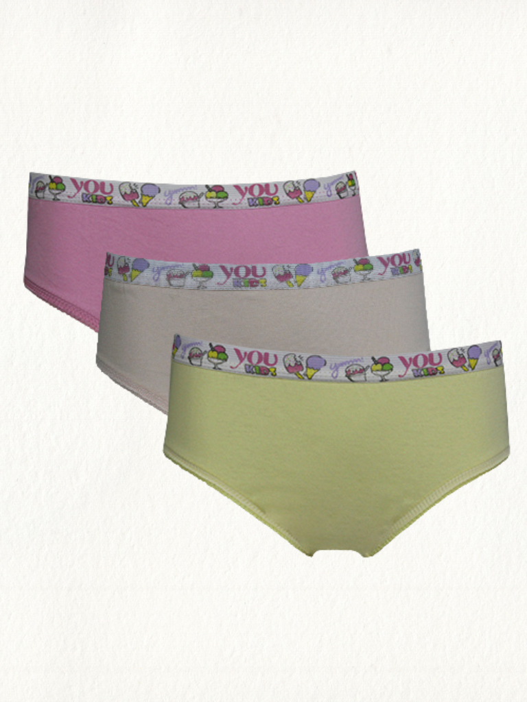 Kit 3 Calcinhas Kids Algodão Elástico Silkado - Gell Store