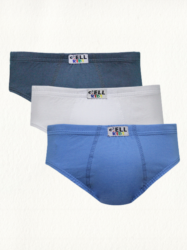 Kit 3 Cuecas Slip Kids Algodão Elástico Embutido - Gell Store
