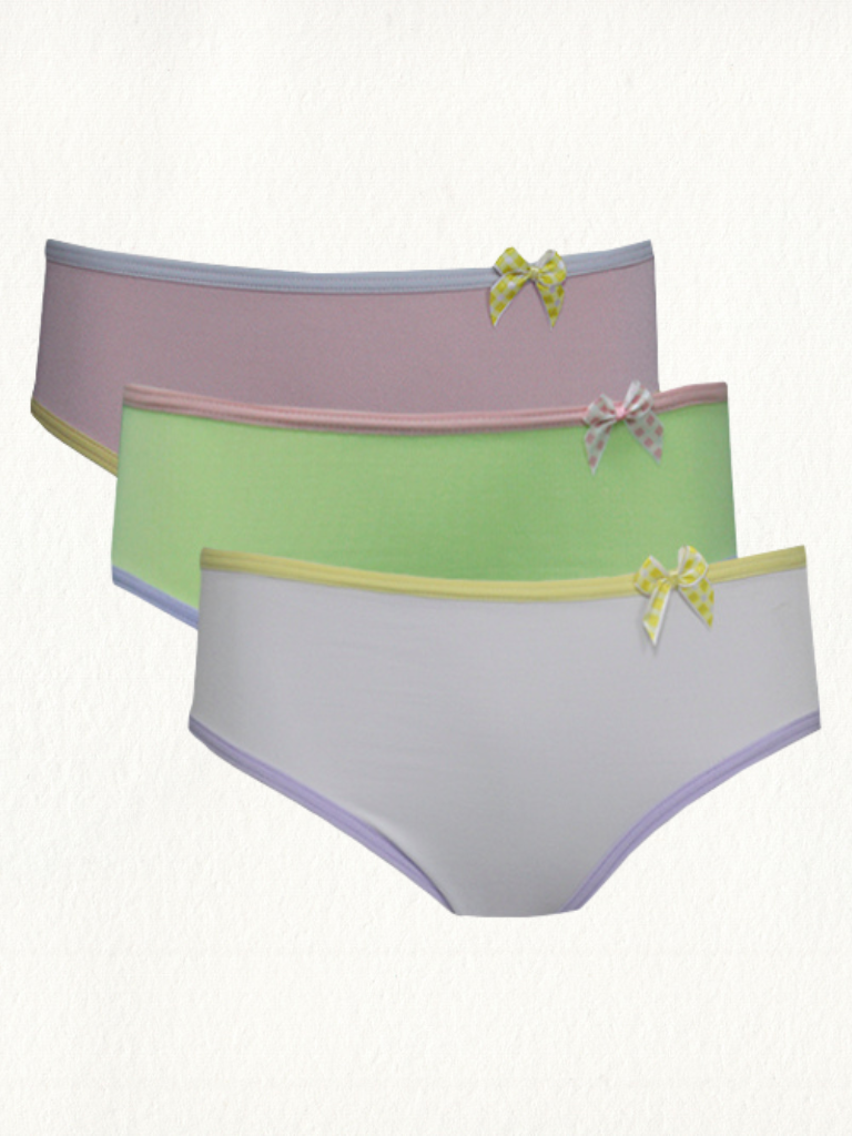 Kit 3 Calcinhas Kids Microfibra Laço Xadrez - Gell Store