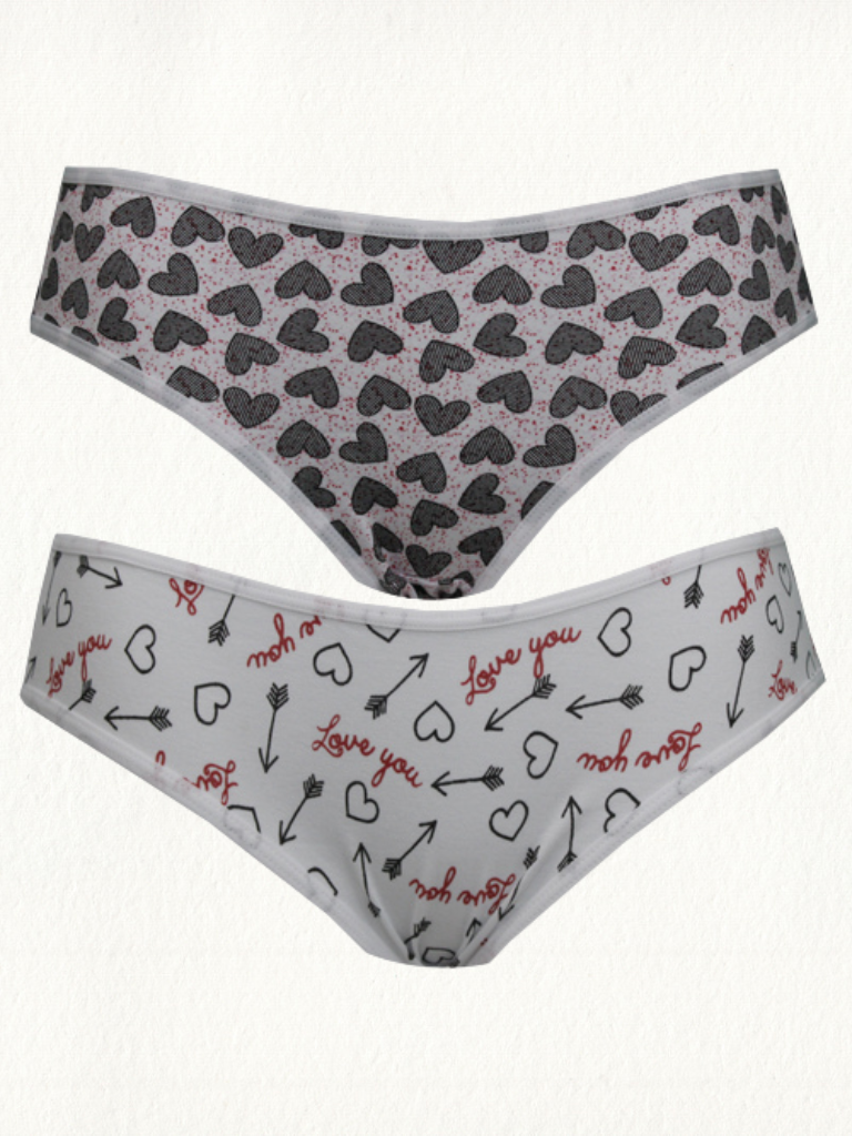 Kit 2 Calcinhas Biquíni Alto Cotton Estampado - Gell Store