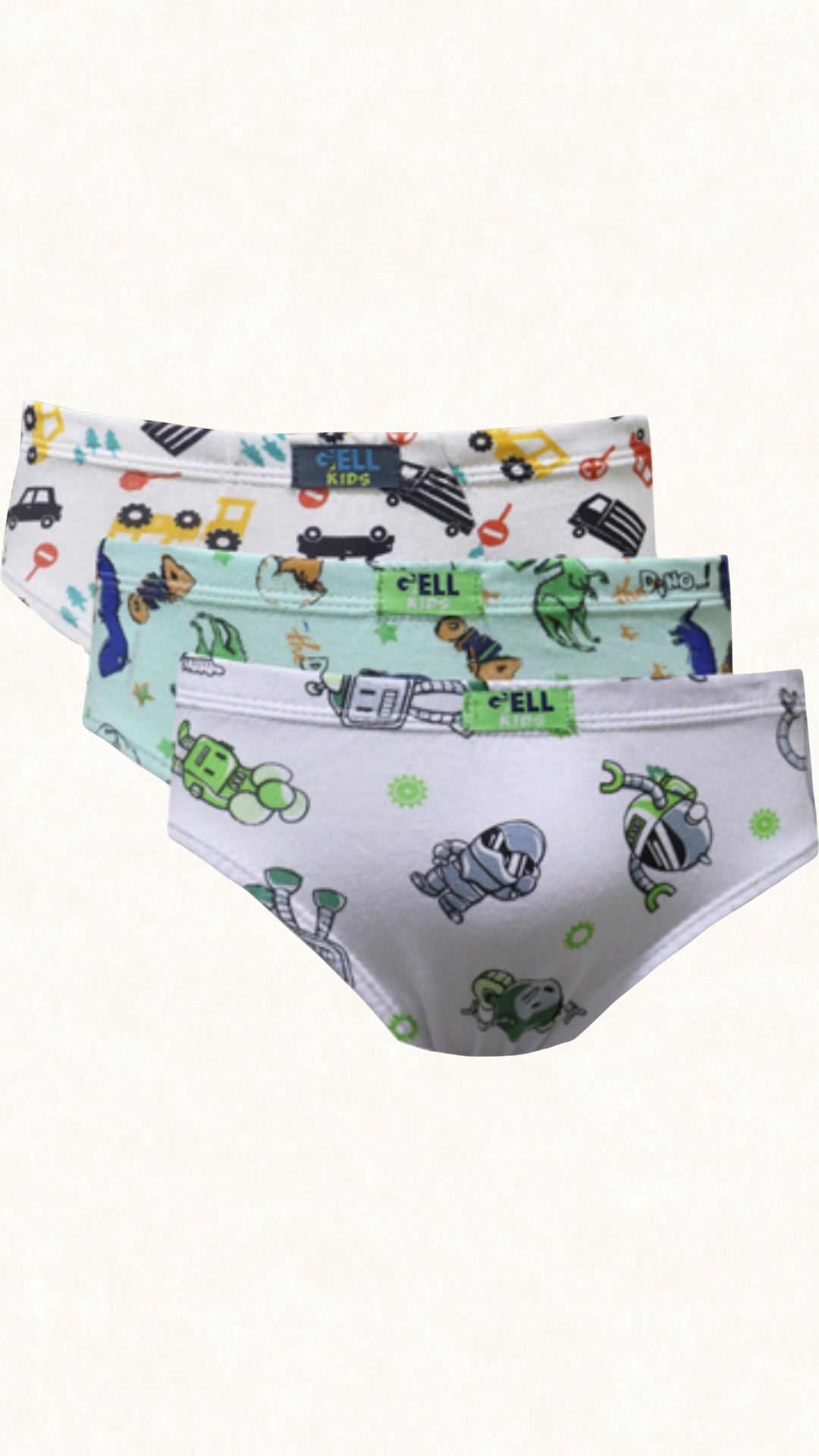 Kit 3 Cuecas Slip kids PV Estampado - Gell Store