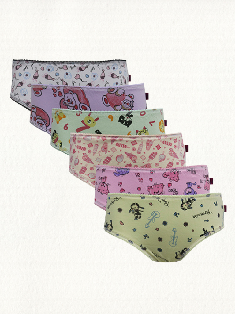 Kit 6 Calcinhas Kids Algodão Estampado - Gell Store