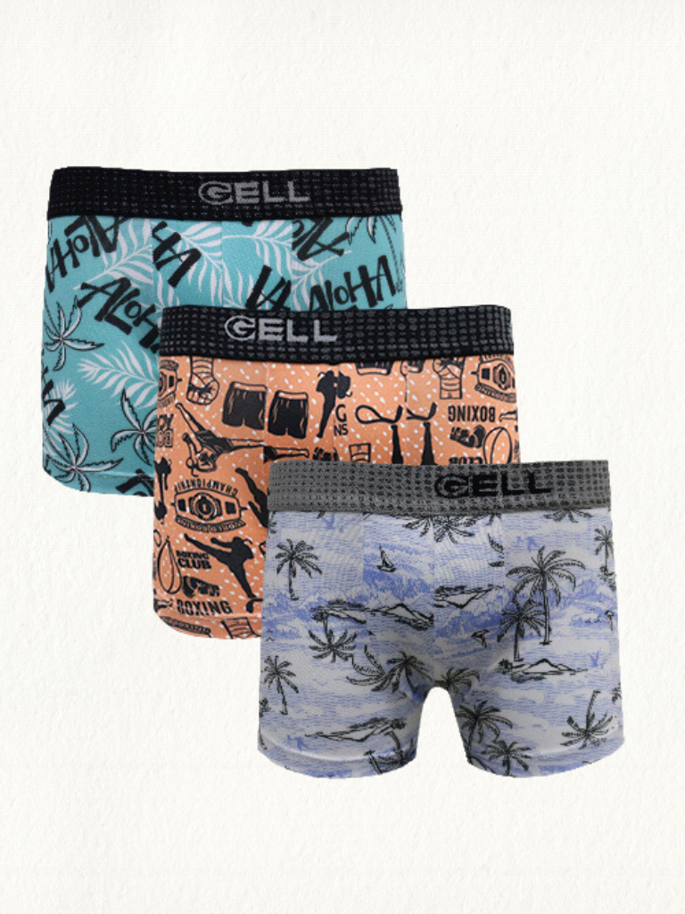 Kit 3 Cuecas Boxer Kids Microfibra Estampada - Gell Store