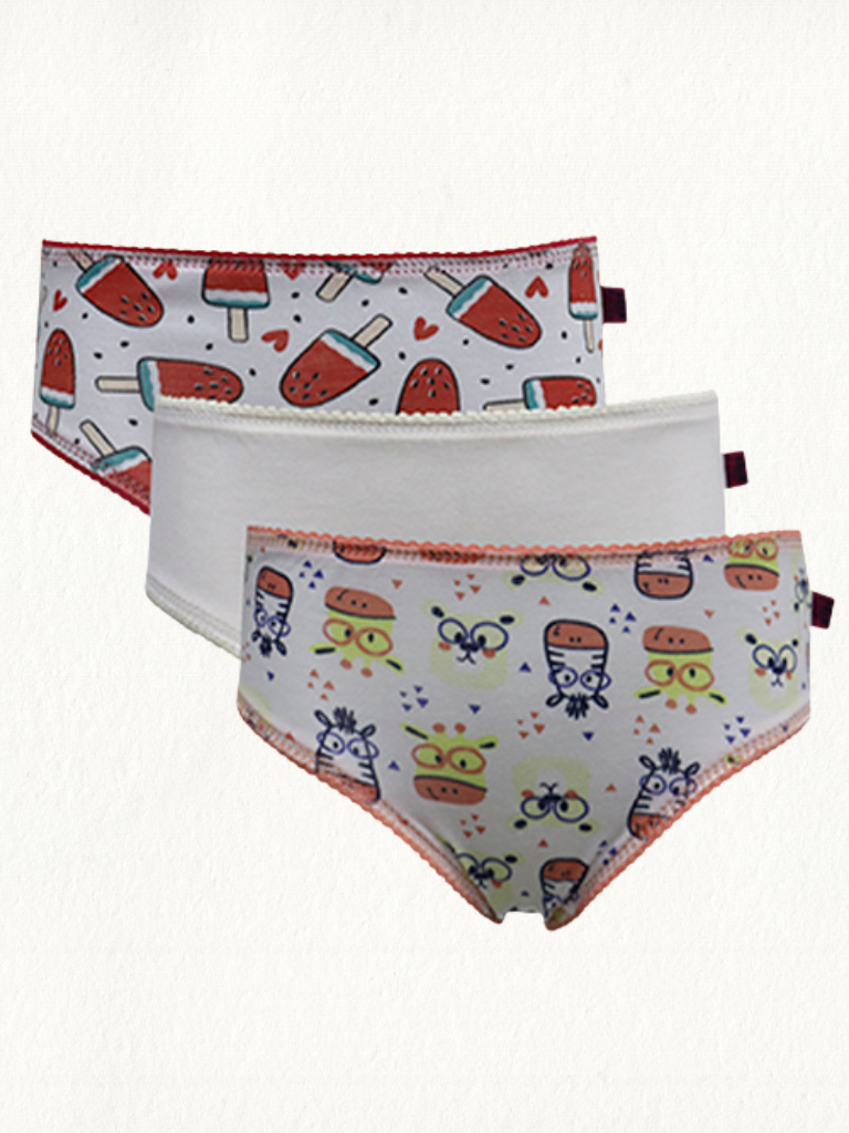 Kit 3 Calcinhas Kids Pv Estampado E Liso - Gell Store