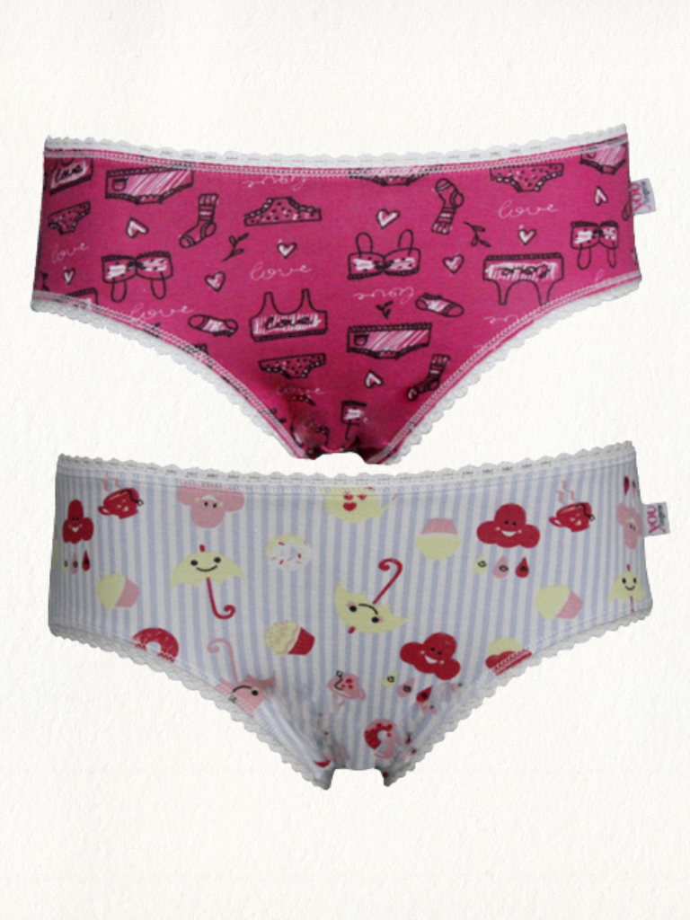 Kit 2 Calcinhas Kids Cotton Estampado - Gell Store