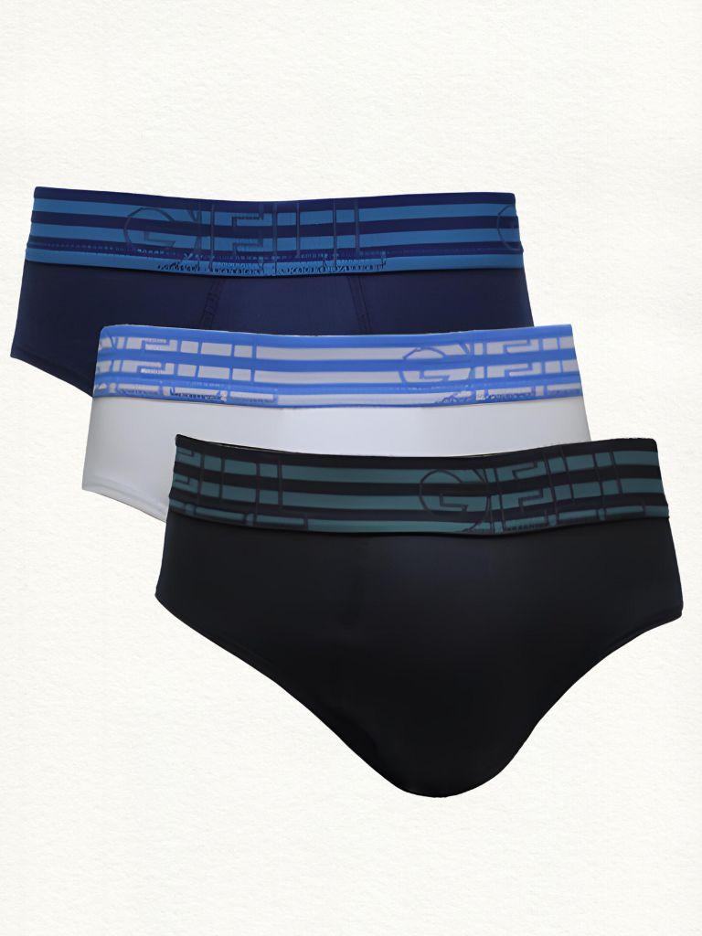 Kit 3 Cuecas Slip Algodão Com Elástico Listrado Gell - Gell Store