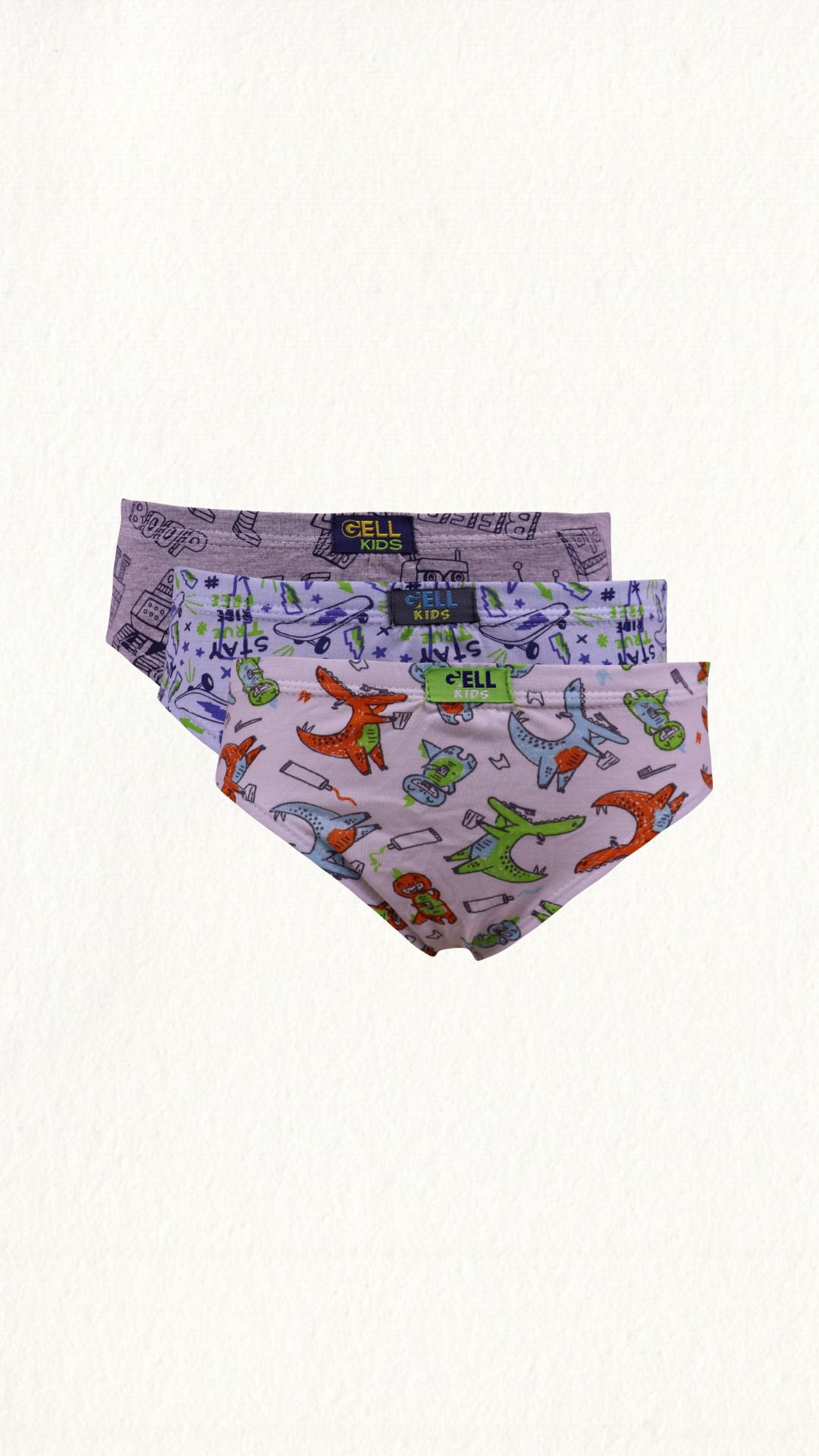Kit 3 Cuecas Slip kids PV Estampado - Gell Store