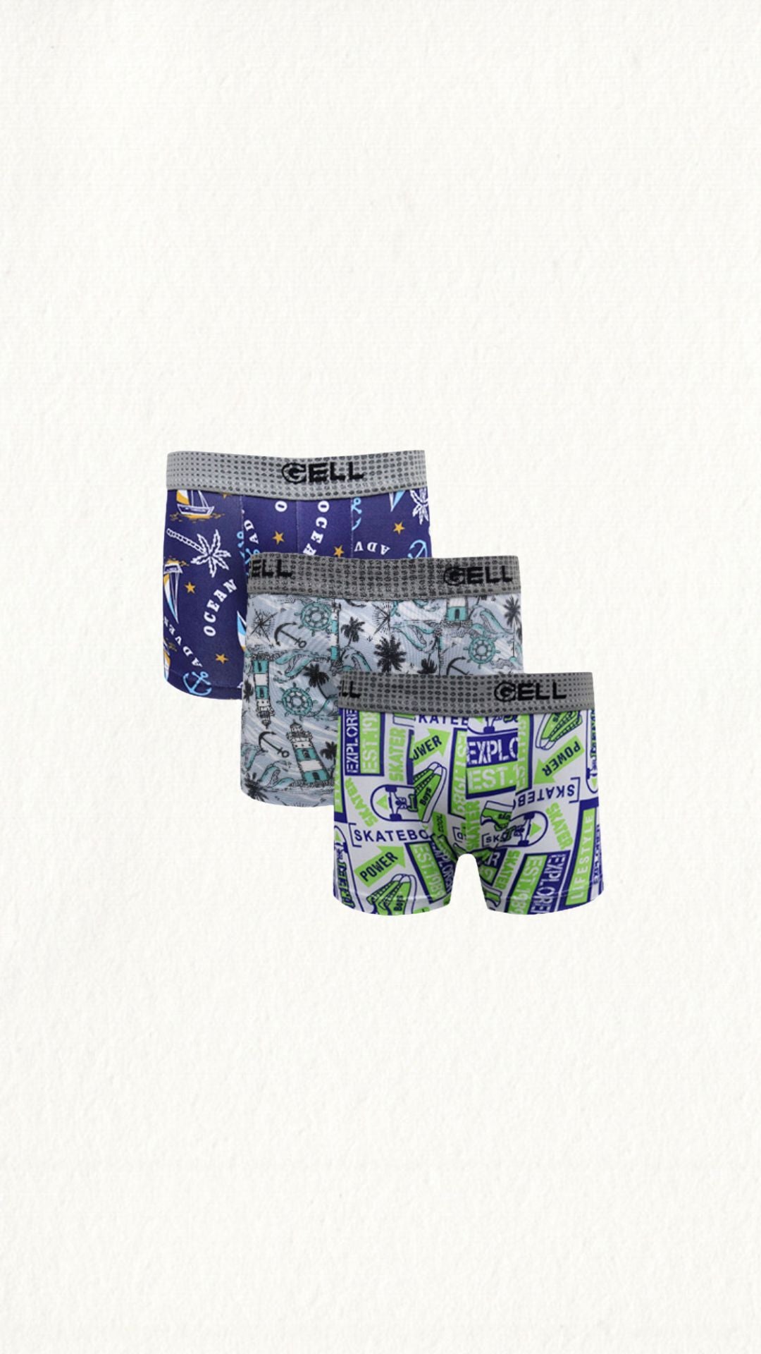 Kit 3 Cuecas Boxer Kids Microfibra Estampada - Gell Store