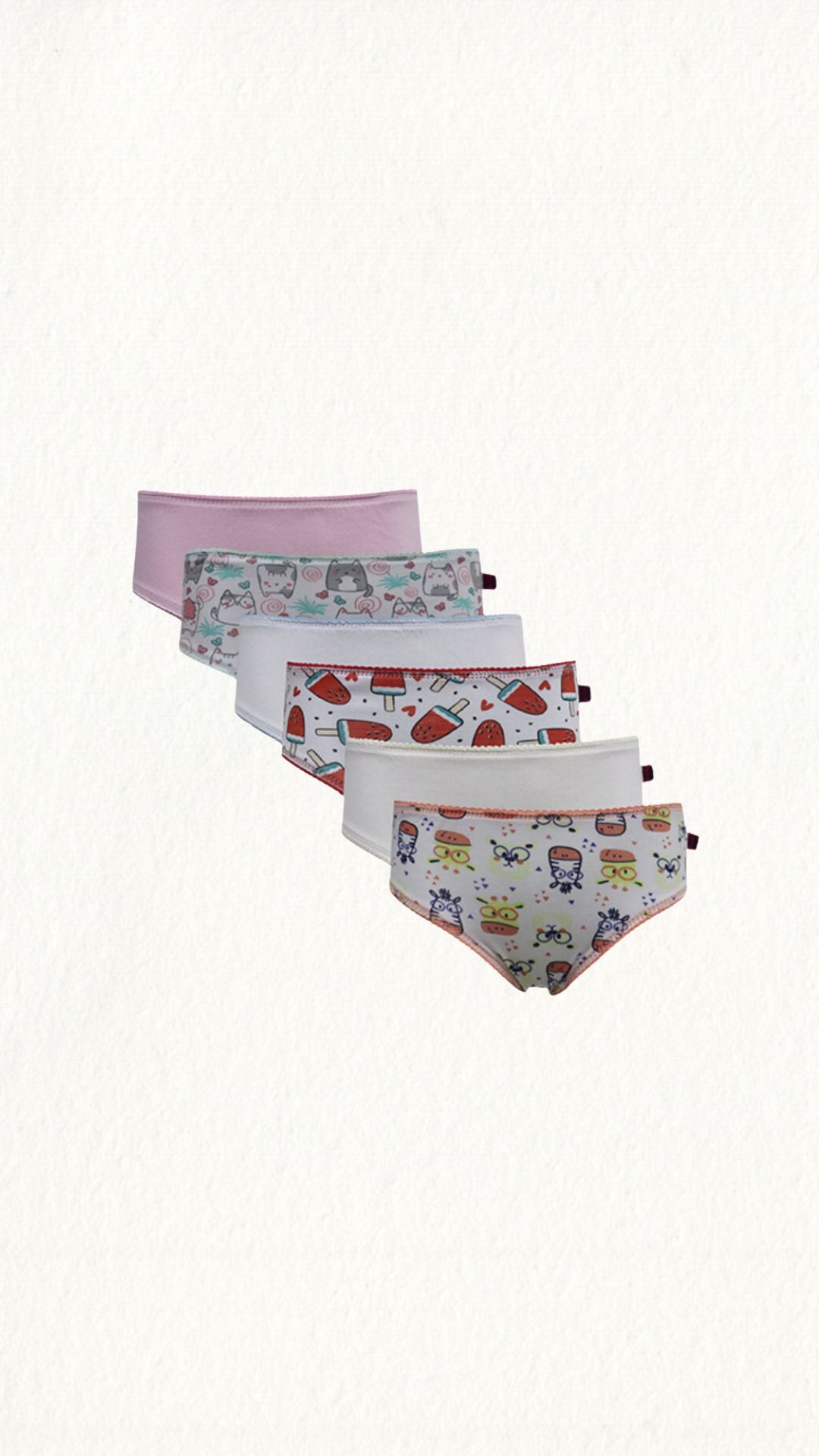 Kit 6 Calcinhas Kids Pv Estampado E Liso - Gell Store