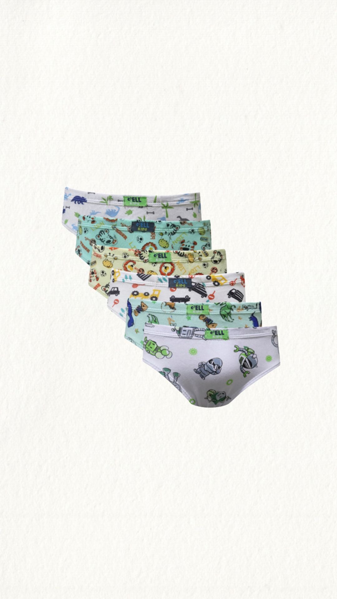 Kit 6 Cuecas Slip Kids Algodão Estampado Elástico Embutido - Gell Store