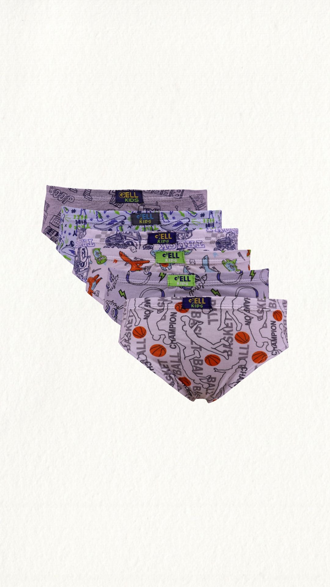 Kit 6 Cuecas Slip Kids PV Estampado - Gell Store