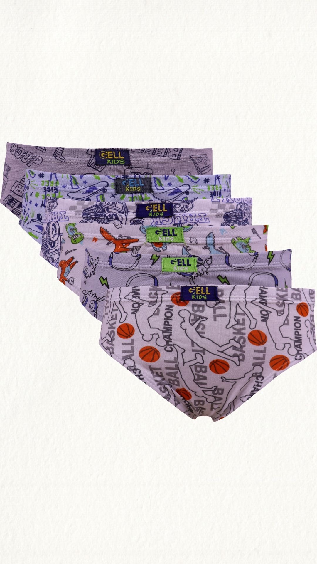 Kit 6 Cuecas Slip Kids PV Estampado - Gell Store