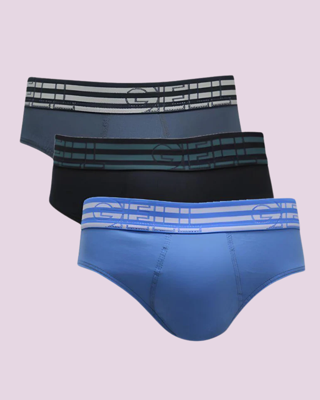 Kit 3 Cuecas Slip Algodão Com Elástico Listrado Gell