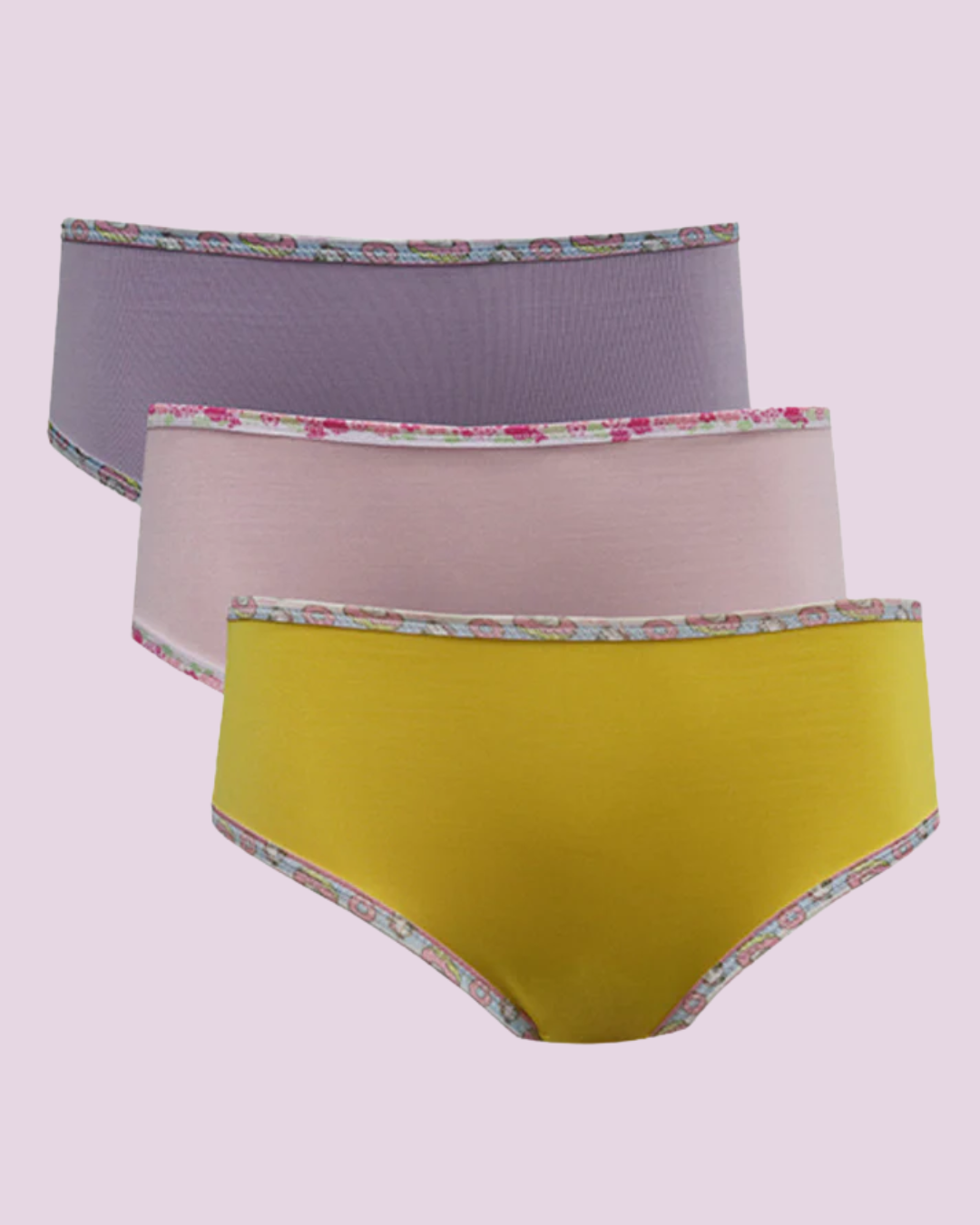 Kit 3 Calcinhas Kids Microfibra Viés Estampado