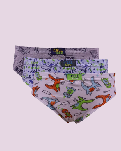 Kit 3 Cuecas Slip kids PV Estampado
