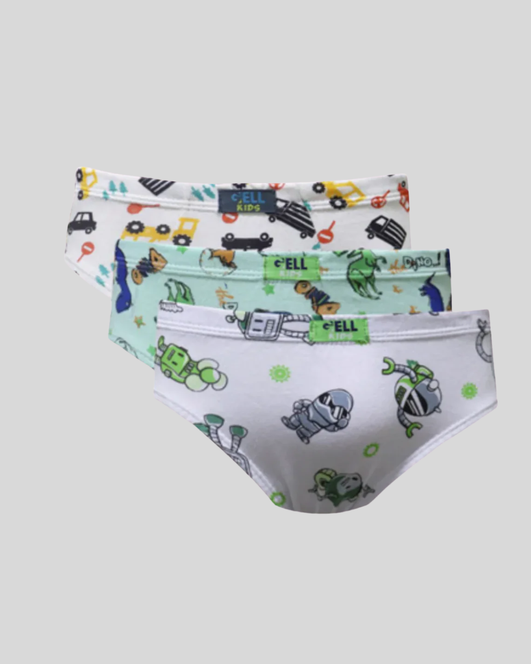 Kit 3 Cuecas kids slip algodão estampado elástico embutido