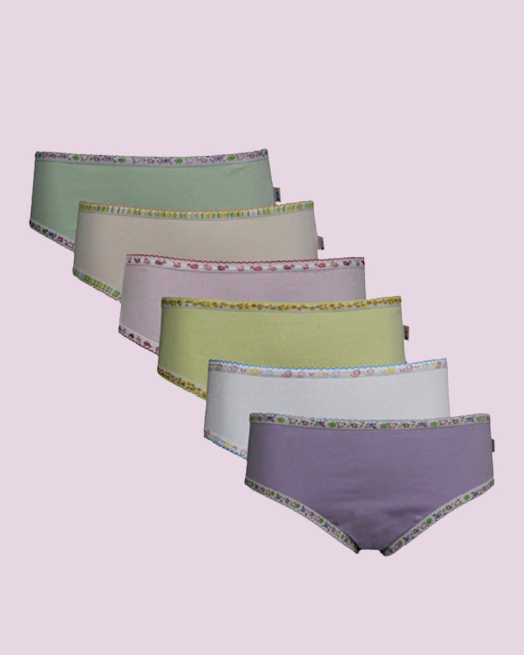 Kit 6 Calcinhas Kids Algodão Elástico Estampado