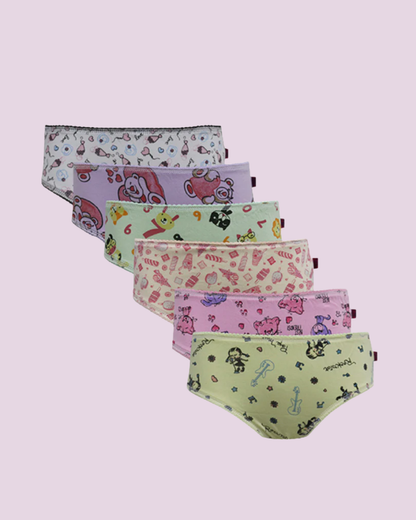 Kit 6 Calcinhas Kids Algodão Estampado