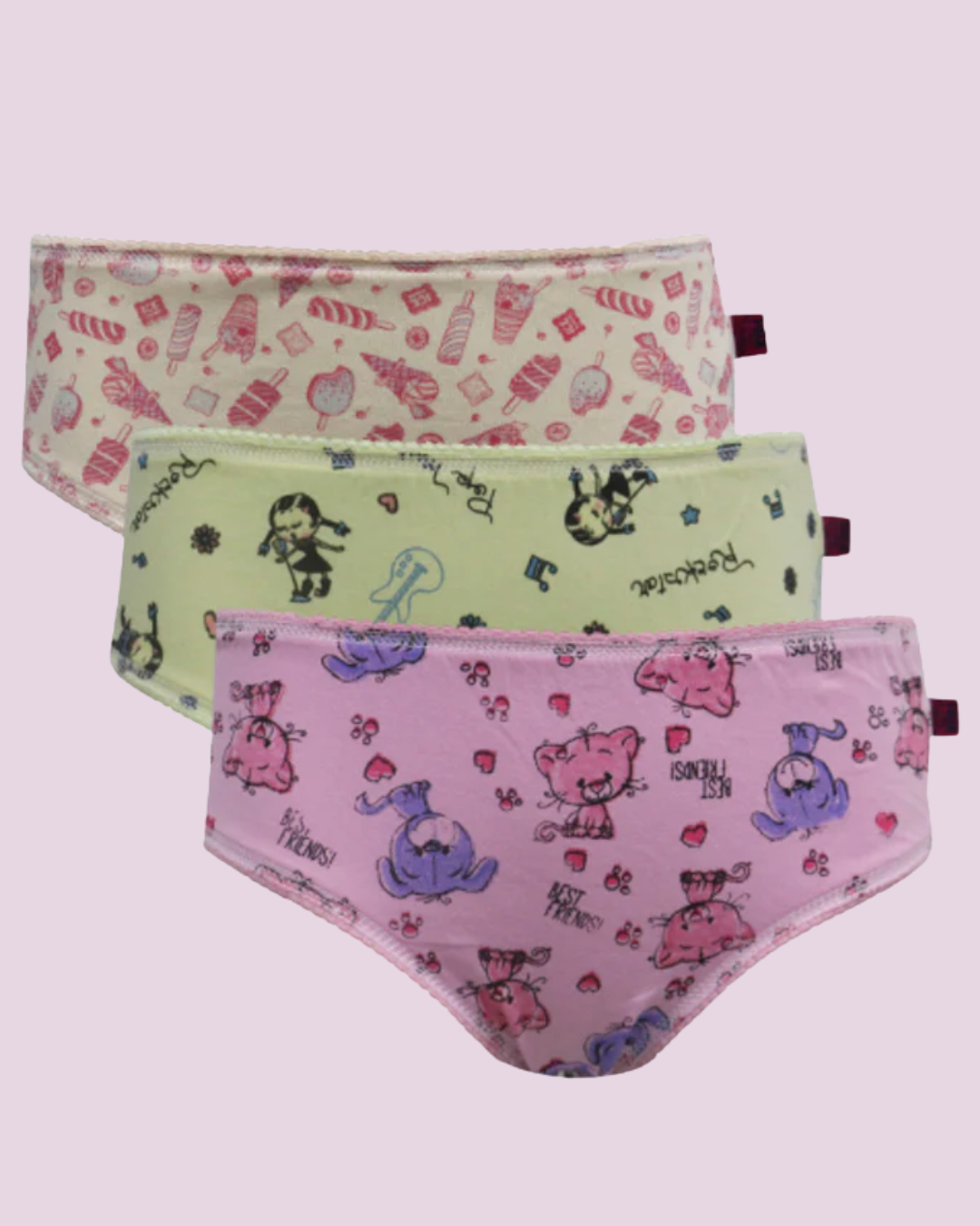 Kit 3 Calcinhas Kids Algodão Estampado
