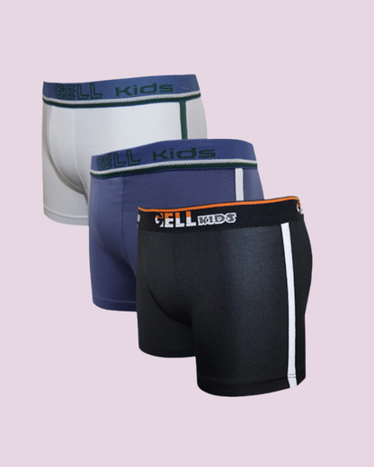 Kit 3 Cuecas Boxer Kids Microfibra Com Bojo E Viés Único