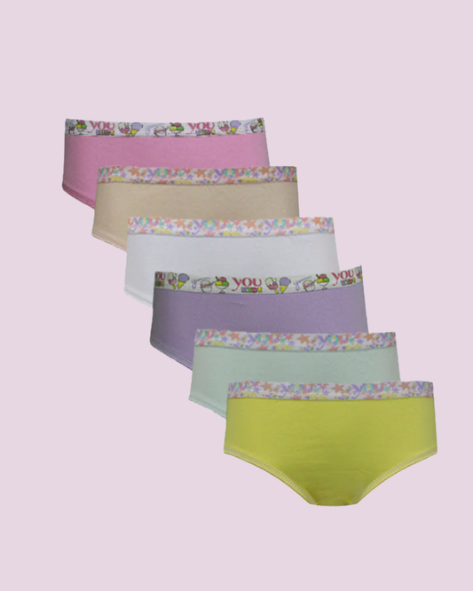 Kit 6 kids calcinhas Algodão Elástico Silkado