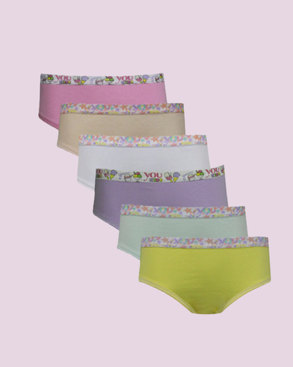 Kit 6 kids calcinhas Algodão Elástico Silkado