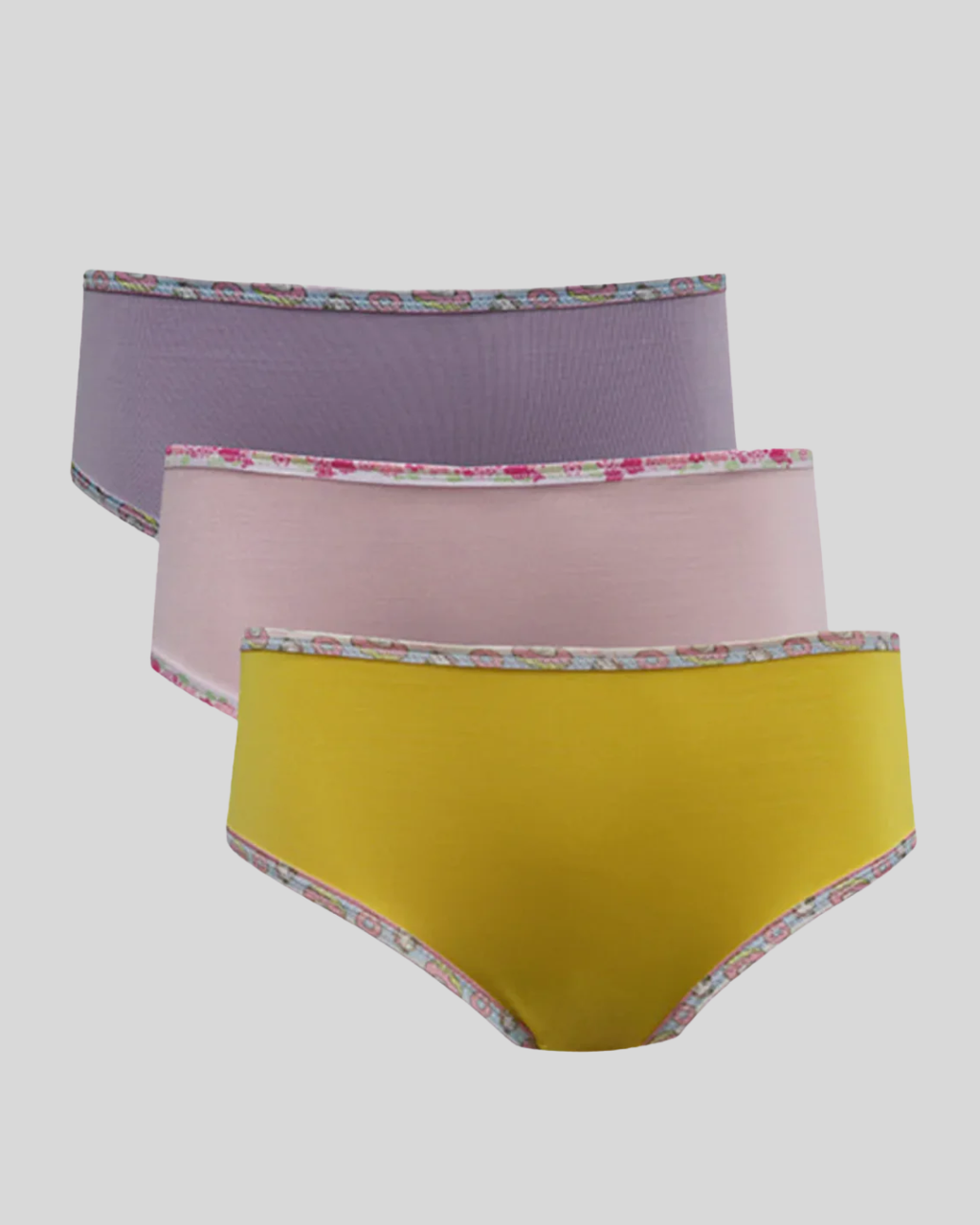 Kit 3 Calcinhas Kids Microfibra Viés Estampado