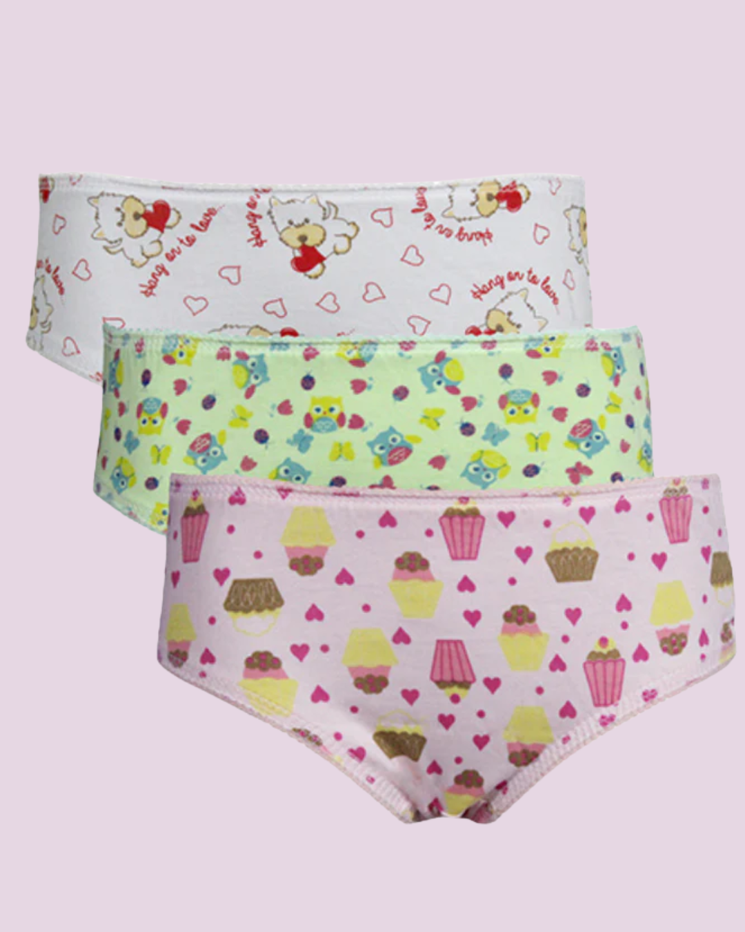 Kit 3 Calcinhas Kids Algodão Estampado