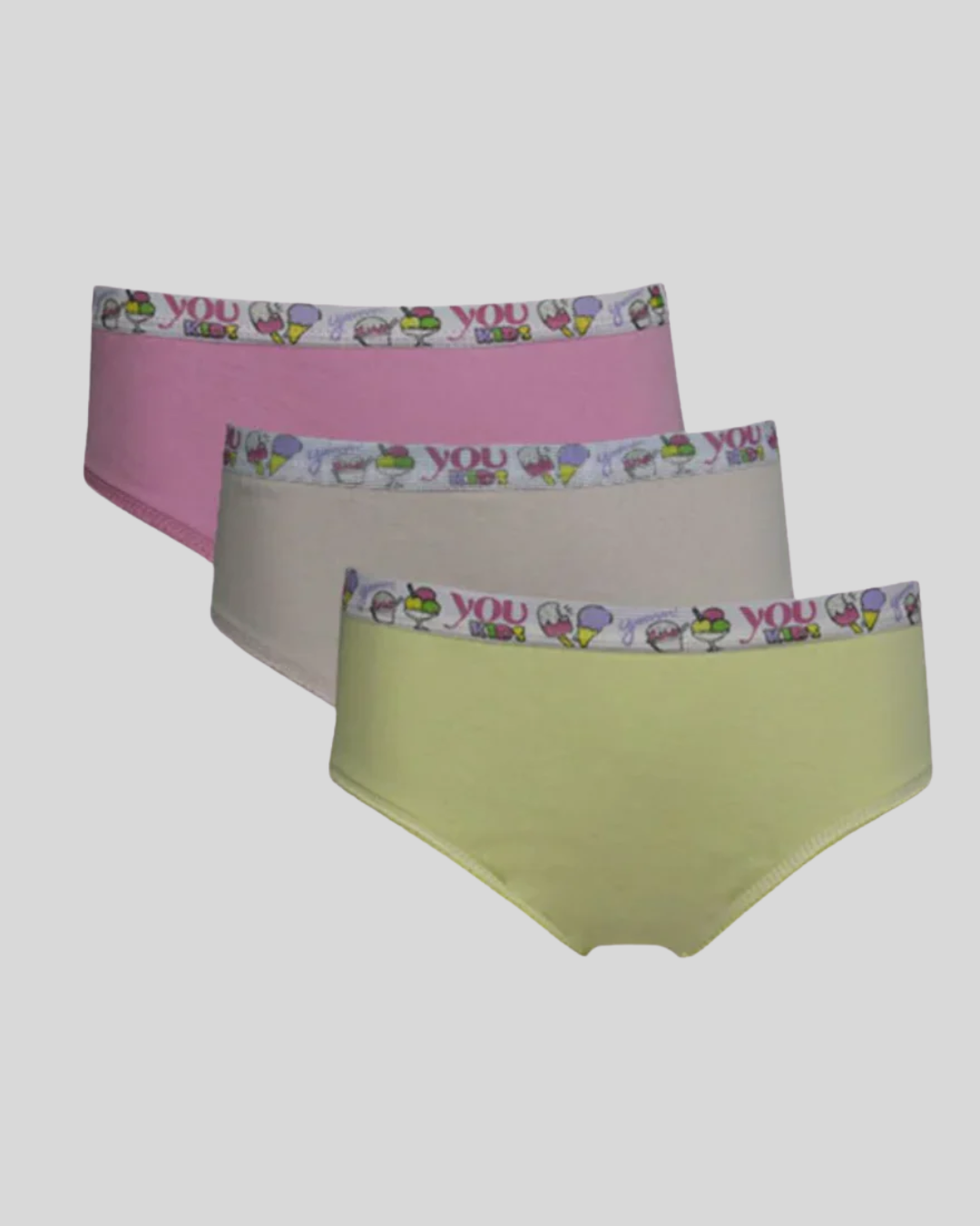 Kit 3 Calcinhas Kids Algodão Elástico Silkado