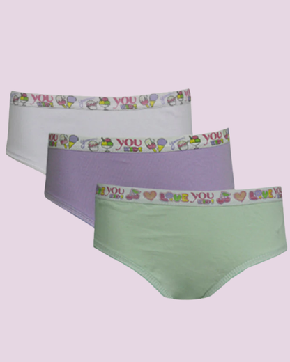 Kit 3 Calcinhas Kids Algodão Elástico Silkado
