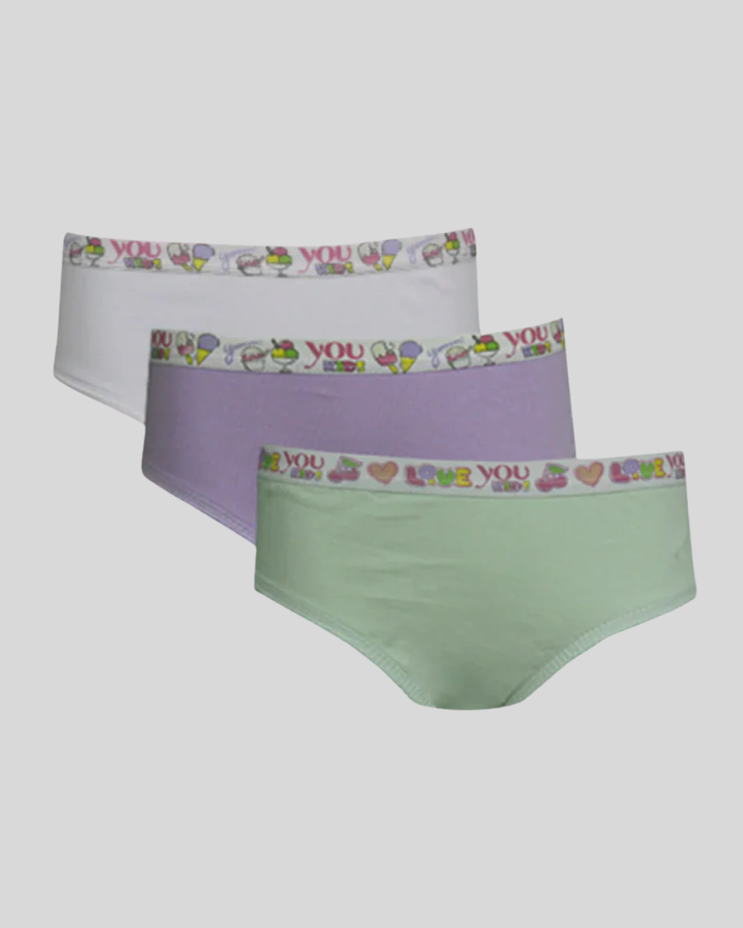 Kit 3 Calcinhas Kids Algodão Elástico Silkado