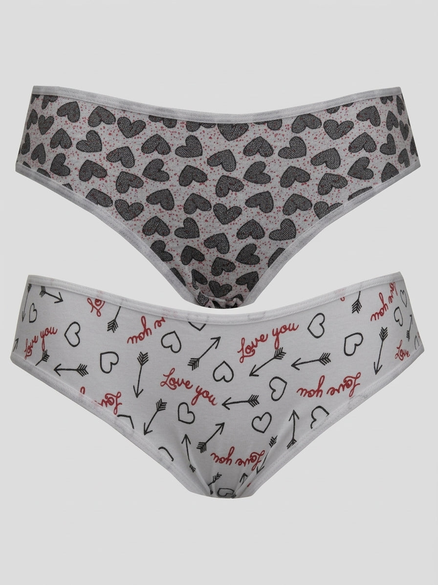 Kit 2 Calcinhas Biquíni Alto Cotton Estampado