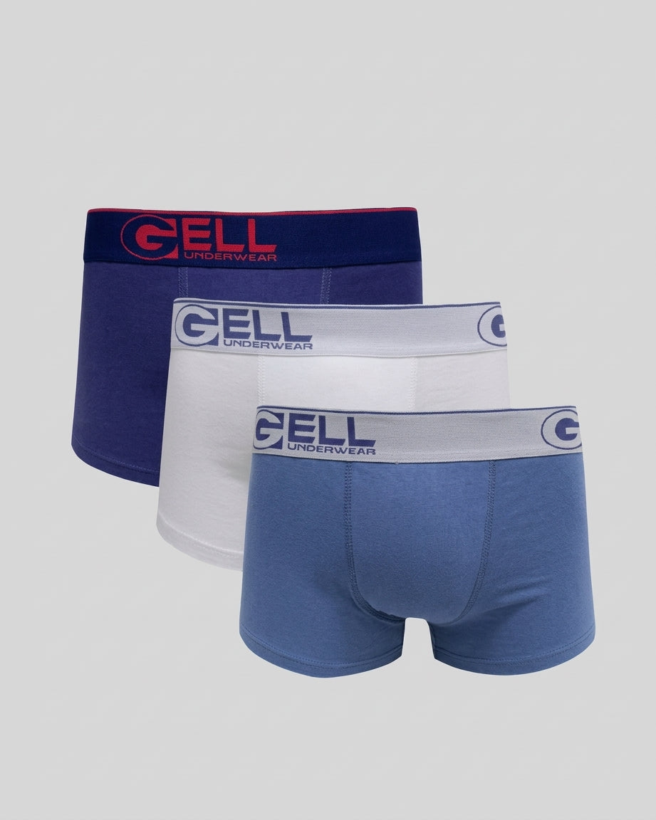 Kit 3 Cuecas Boxer Sunga Algodão Cotton Com Elástico Gell