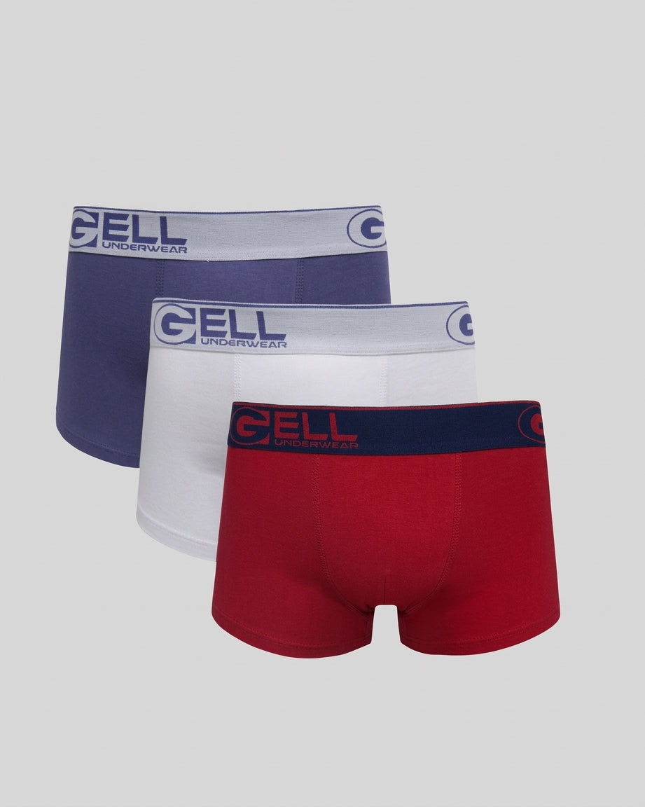 Kit 3 Cuecas Boxer Sunga Algodão Cotton Com Elástico Gell