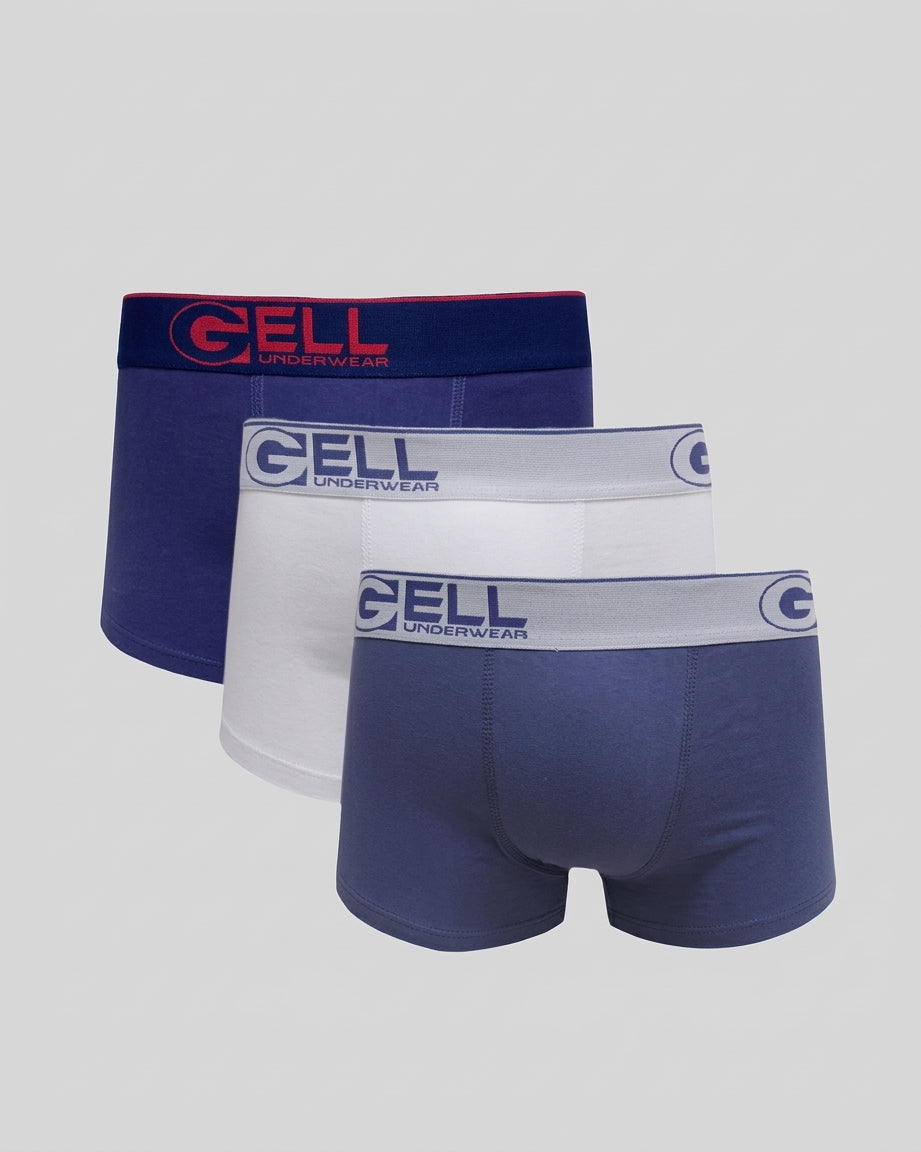 Kit 3 Cuecas Boxer Sunga Algodão Cotton Com Elástico Gell