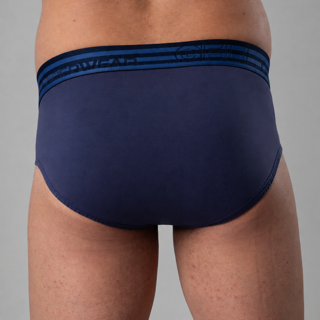 Kit 3 Cuecas Slip Algodão Com Elástico Listrado Gell
