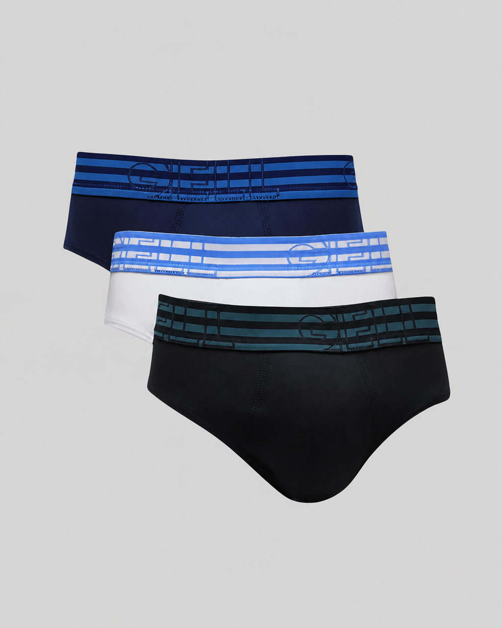 Kit 3 Cuecas Slip Algodão Com Elástico Listrado Gell