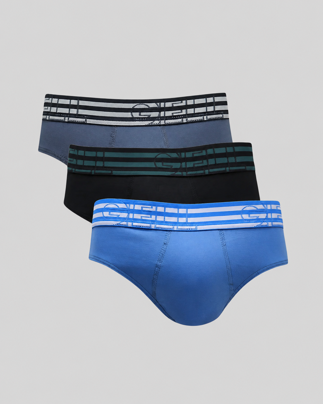 Kit 3 Cuecas Slip Algodão Com Elástico Listrado Gell