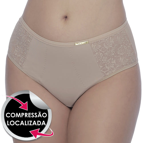 Calcinha Alta Com Compressão E Renda - Gell Store
