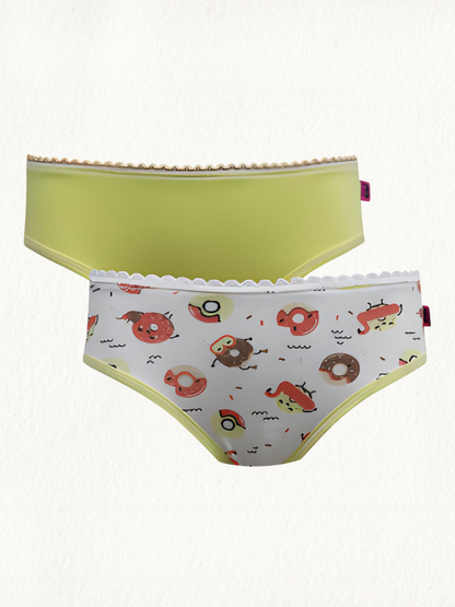 Kit 2 Calcinhas Kids Cotton Estampado e Liso - Gell Store