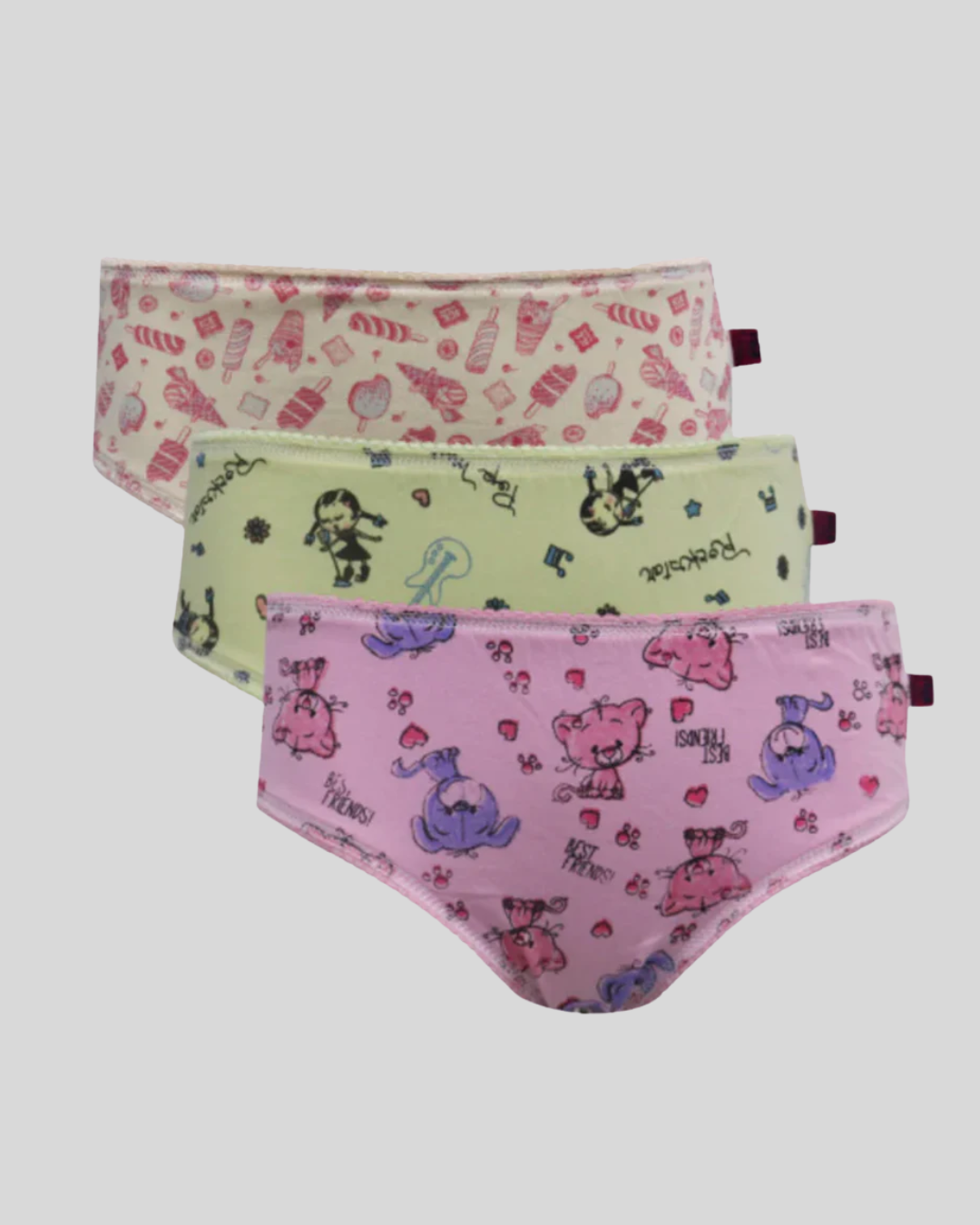 Kit 3 Calcinhas Kids Algodão Estampado