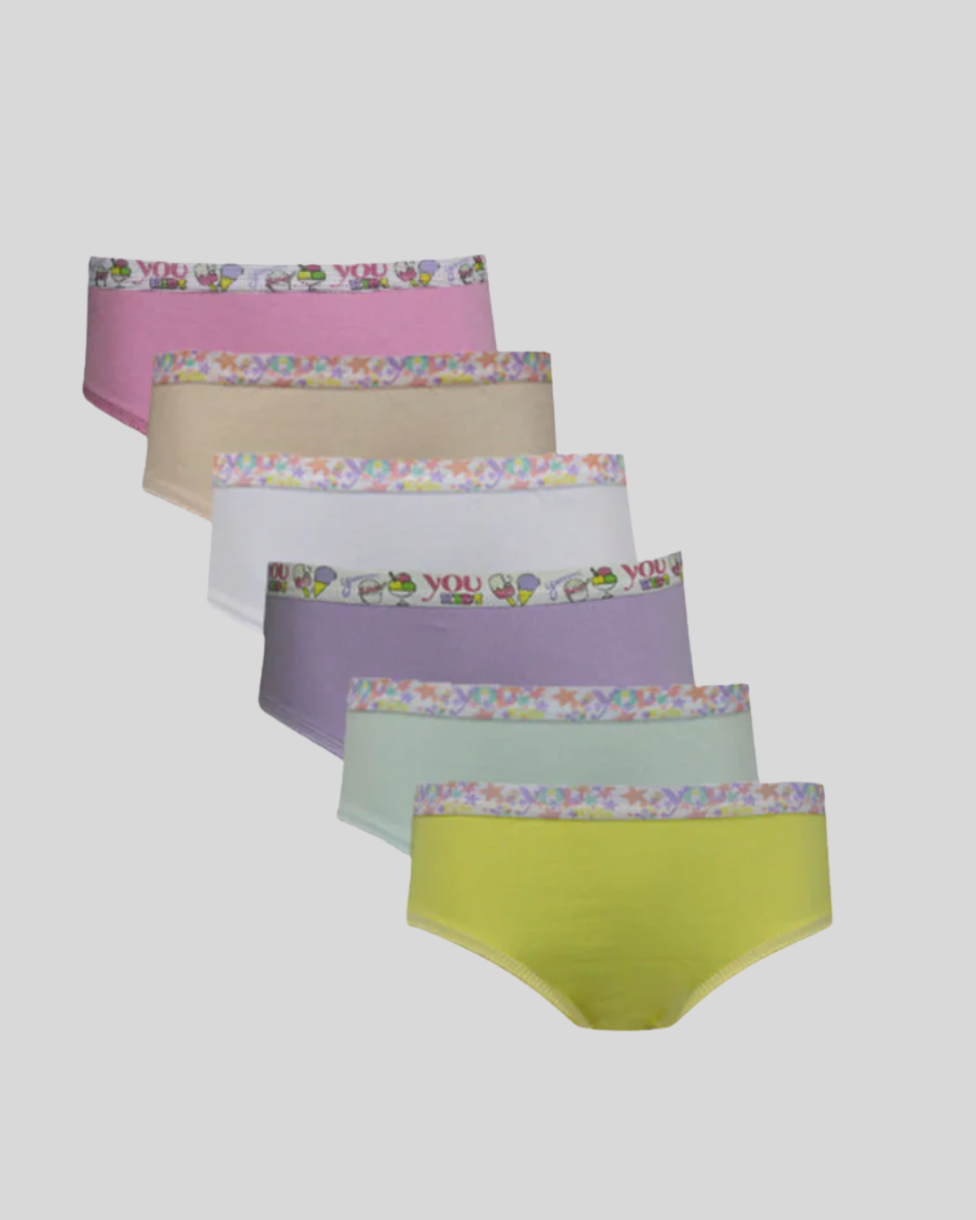 Kit 6 Calcinhas Kids Algodão Elástico Silkado