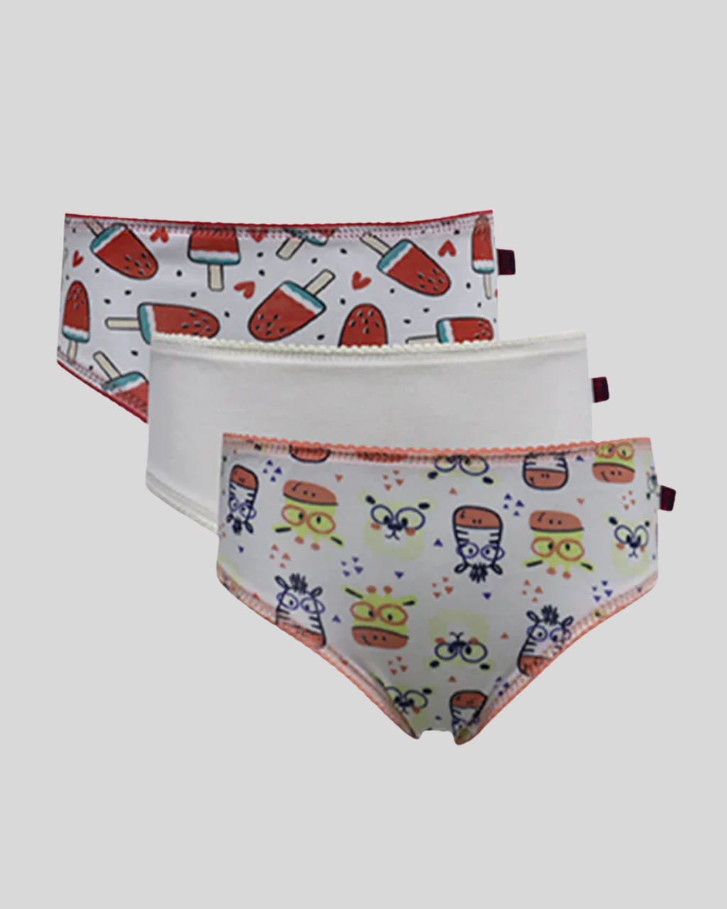 Kit 3 Calcinhas Kids Pv Estampado E Liso