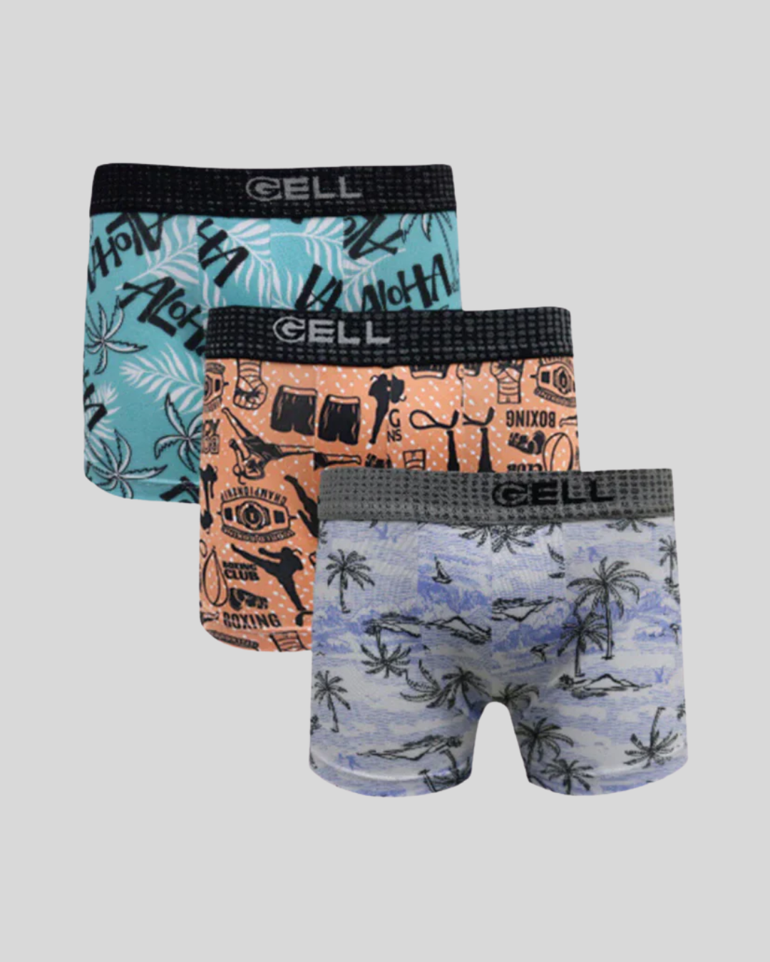 Kit 3 Cuecas Boxer Kids Microfibra Estampada