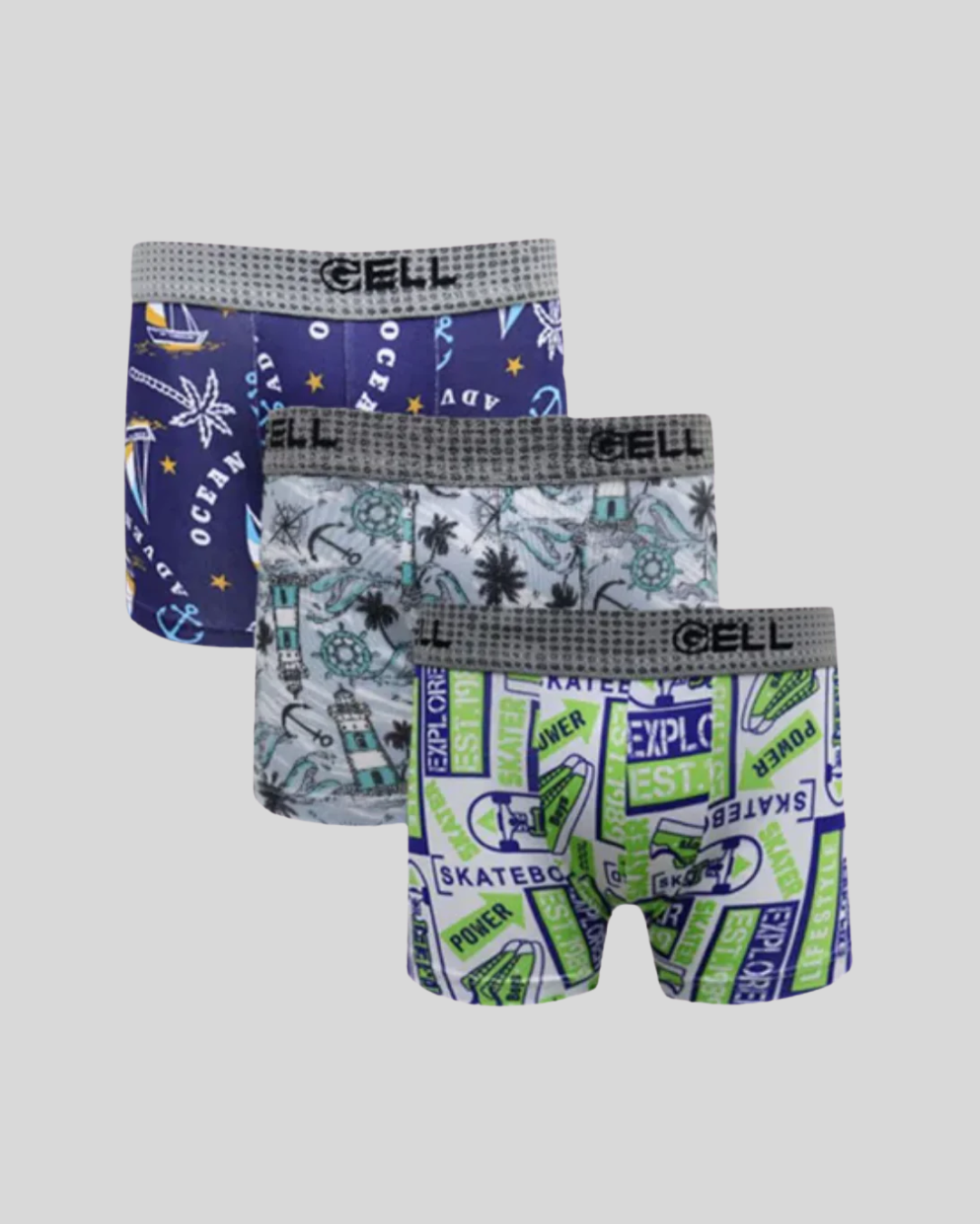 Kit 3 Cuecas Boxer Kids Microfibra Estampada