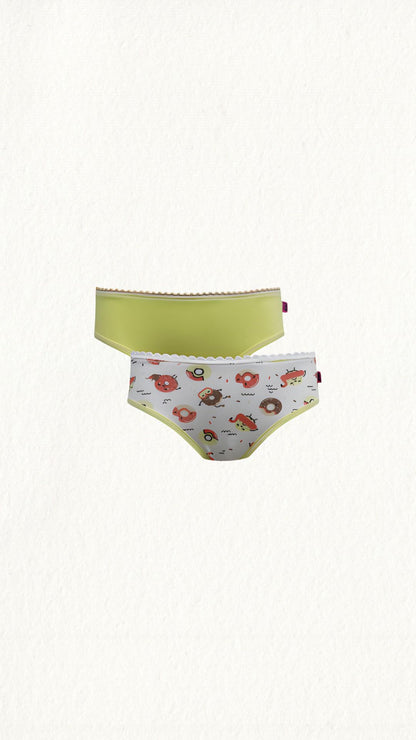 Kit 2 Calcinhas Kids Cotton Estampado e Liso - Gell Store