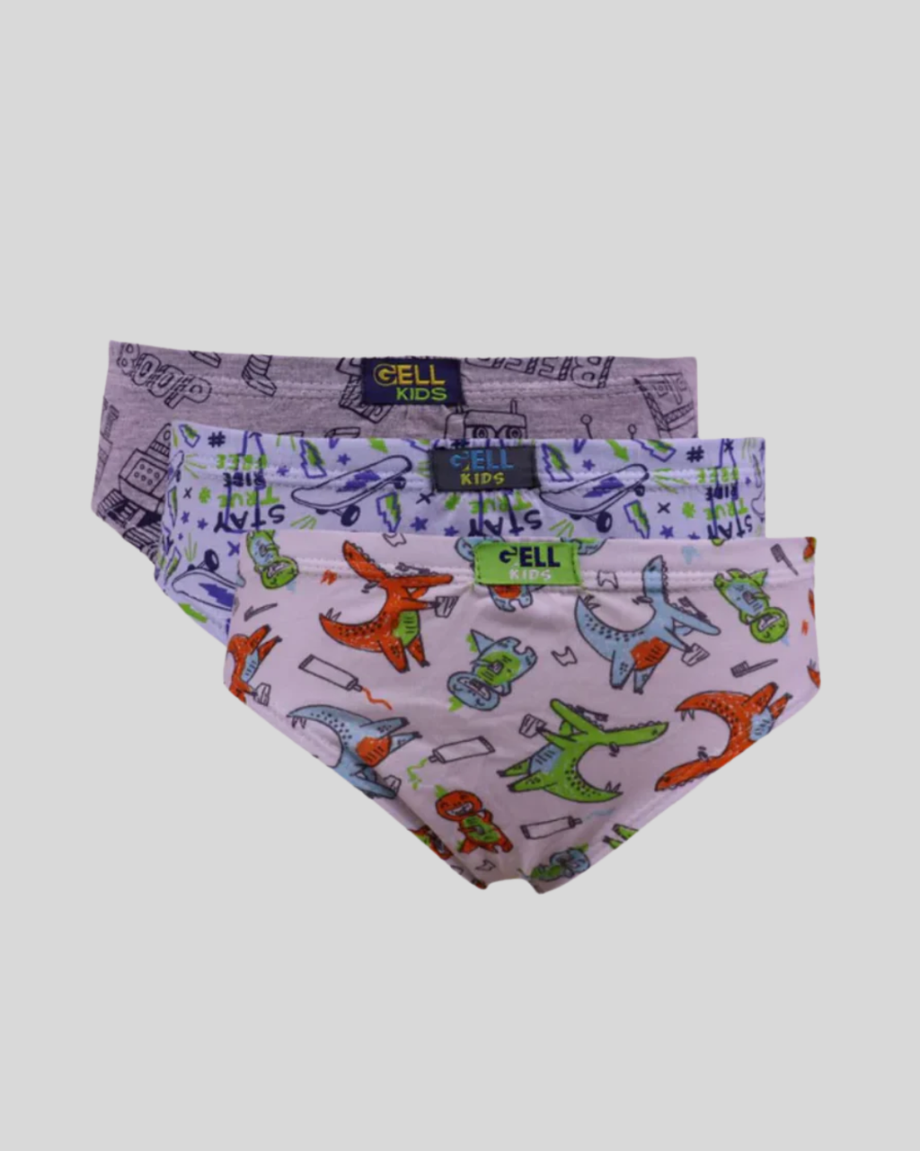 Kit 3 Cuecas Slip kids PV Estampado
