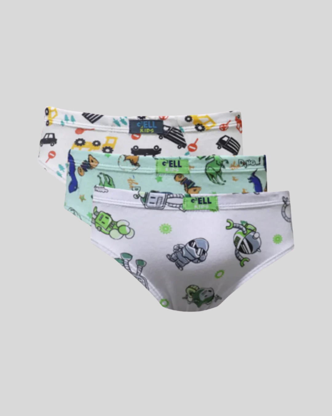 Kit 3 Cuecas Slip kids PV Estampado